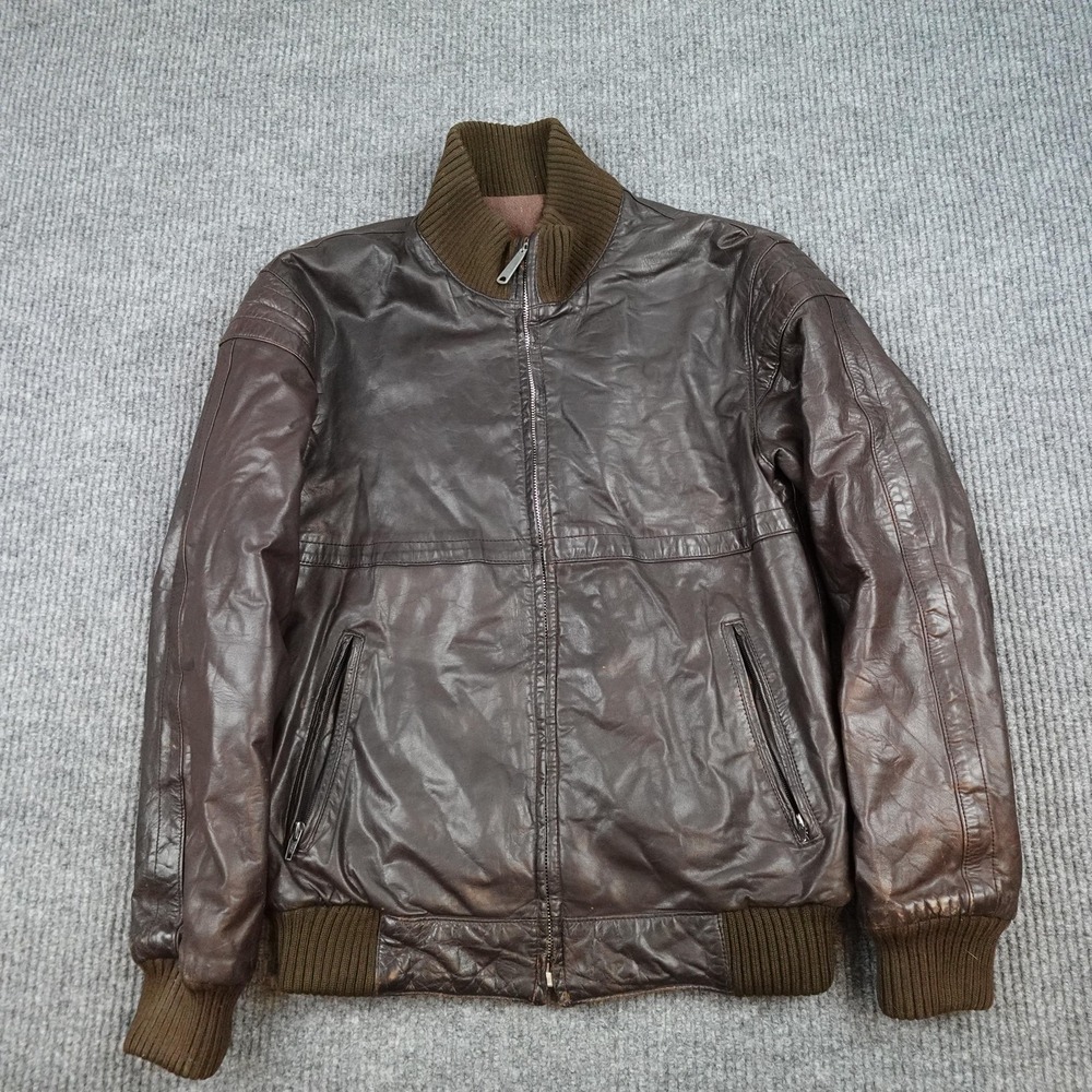 Vintage Givenchy Gentleman Jacket Mens Small Brown Leather Reversible Bomber